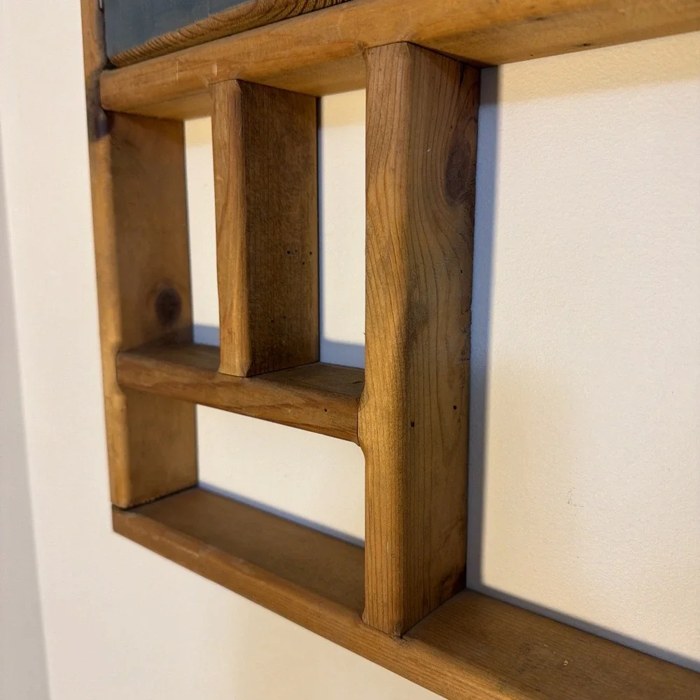 Vtg Solid Wood Heart Door Hanging Wall Shelf 19.5x18
